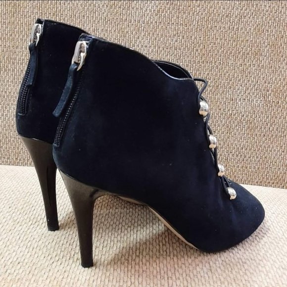 Size 7 Black WHBM PEYTON Open Toe High Heel Booties - Picture 3 of 4